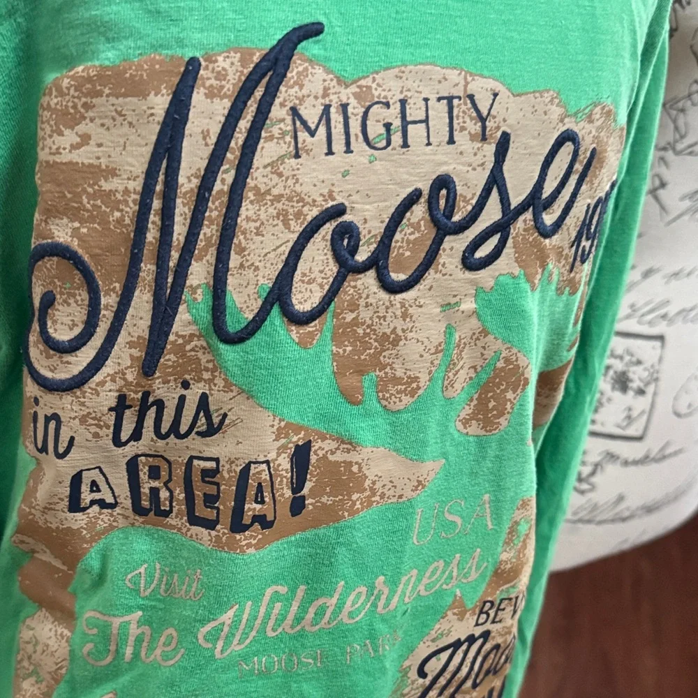 🫎 Gymboree Green Moose Graphic Long Sleeve Tee